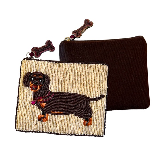 Dachshund Coin Purse, Dog Beaded Bag Lily Posh - Picture 2 of 4